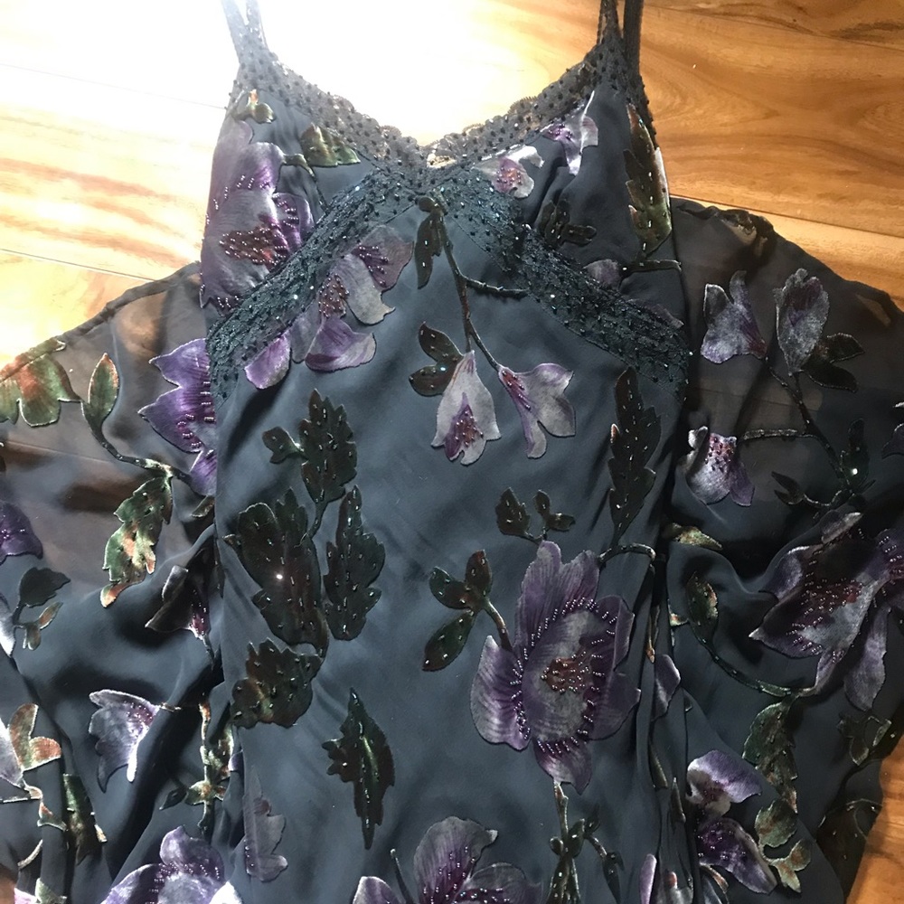 Sue Wong Beaded Floral Velvet & Silk Formal Dress